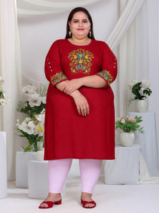 zyqo Women Embroidered Straight Kurta