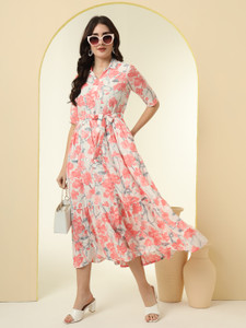 NYPA Women Floral Print Frontslit Kurta