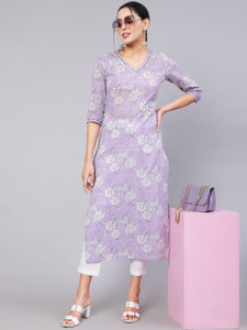 PIROKI Women Embroidered Straight Kurta