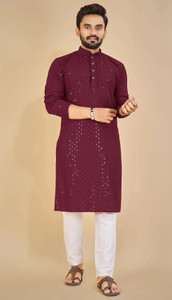 ORIFAB Men Embroidered Straight Kurta