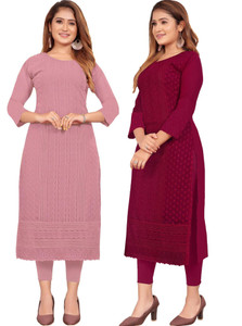 KAYRAAH Women Self Design Straight Kurta
