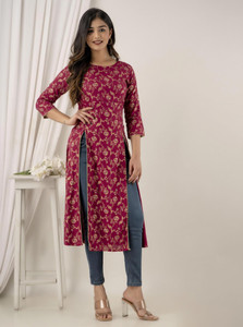 HANDISH Women Printed Frontslit Kurta