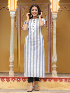 Jaipur Kurti Women Striped Straight Kurta
