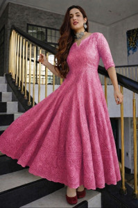 LookMark Women Chikan Embroidery Anarkali Kurta