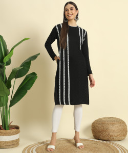 CANBLAR Women Self Design Straight Kurta