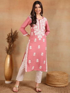AHIKA Women Embroidered Straight Kurta