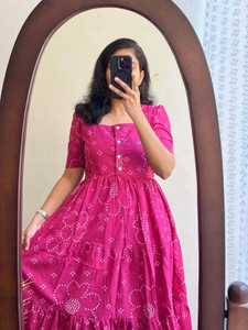 KAMAYRA Women Fit and Flare Pink Midi/Calf Length Dress