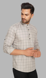 ELEPANTS Men Checkered Straight Kurta