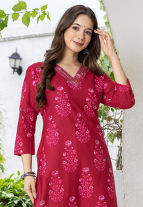 KJFAB Women Printed Straight Kurta