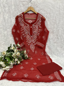 Georgette Chikankari Kurti - Buy Georgette Chikankari Kurti online at