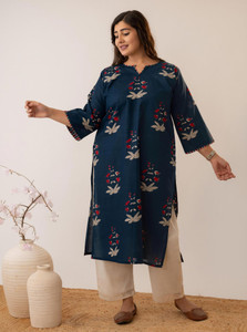 siya silk studio Women Floral Print Straight Kurta