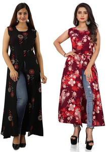 tanvi creation Women Printed Frontslit Kurta
