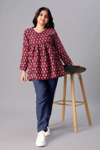 Aarya Girls Floral Print Tunic Kurta - Image 6