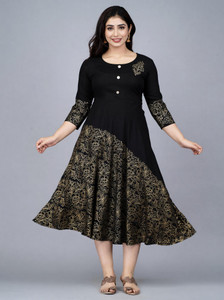 CHOISE GABBAA Women Block Print Anarkali Kurta