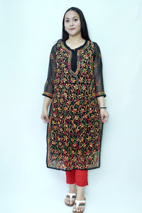 ADA FOREVER FASHION Women Chikan Embroidery, Embroidered Straight Kurta