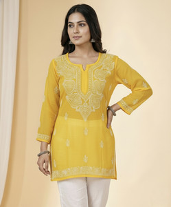 Neelam Chikan Women Chikan Embroidery Straight Kurta