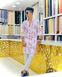 DIAMOND CLUSTER Men Printed Straight Kurta
