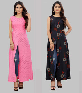 tanvi creation Women Maxi Multicolor Full Length Dress