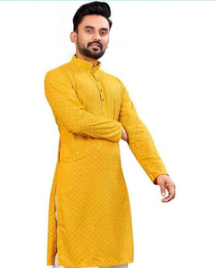 Vriha Enterprise Men Self Design Straight Kurta