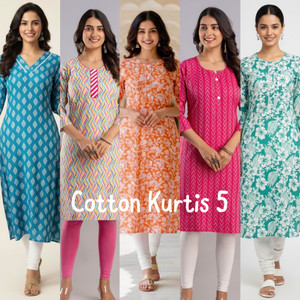 biraeam Women Printed, Geometric Print, Abstract, Floral Print A-line Kurta