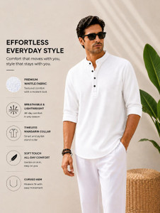 HOODLER Men Self Design Straight Kurta