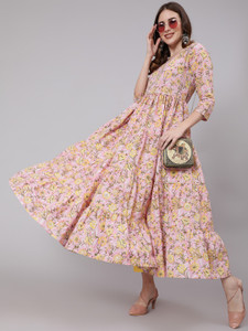 GLAM ROOTS Women Floral Print Anarkali Kurta
