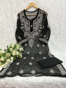 Chikankari Women Chikan Embroidery Straight Kurta