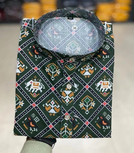 Lazzly Men Floral Print, Woven Design Straight Kurta