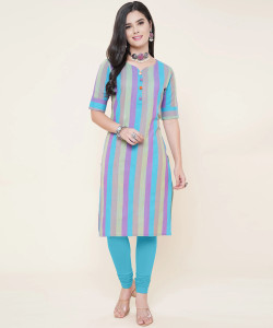 ANUSHIL Women Self Design, Striped, Embellished, Woven Design Straight Kurta
