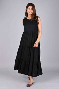 Sheffali Creation Women Layered Black Midi/Calf Length Dress
