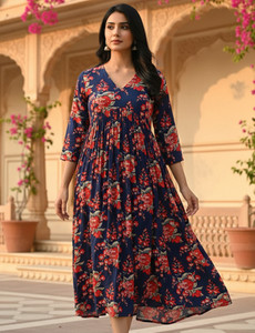 इर्तिका महिलाओं के लिए फ्लोरल प्रिंट, प्रिंटेड A-लाइन कुर्ता