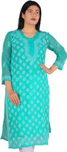 Neelam Chikan Women Chikan Embroidery Straight Kurta