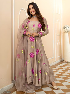 Zestleaf Women Floral Print Anarkali Kurta