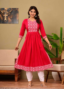 Diwikj Women Embroidered A-line Kurta