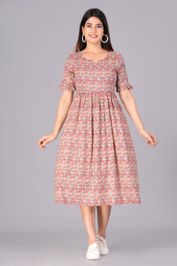 asifarheen Women Fit and Flare Maroon Midi/Calf Length Dress
