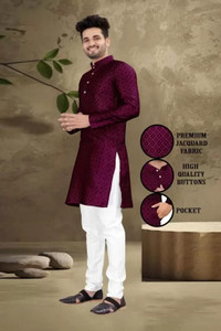 CRYSTALREVENUE Men Embroidered Straight Kurta