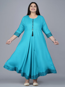 LABULY Women Solid Flared Kurta