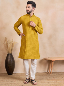 House of Pataudi Men Embroidered Ethnic Dress Kurta