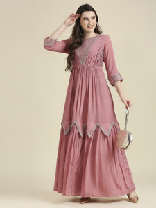 Madhuram Women Embroidered Gown Kurta