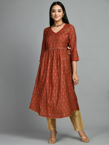 Meesan Women Floral Print A-line Kurta