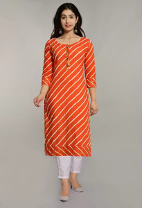 bodhaa Women Leheriya Straight Kurta