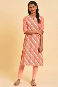 W Women Floral Print Straight Kurta