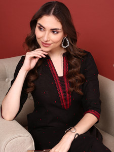 ANOUK Women Self Design Straight Kurta