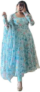RINKI TEXTILE Women Applique Anarkali Kurta