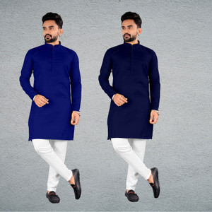 FRELURO Men Solid Straight Kurta