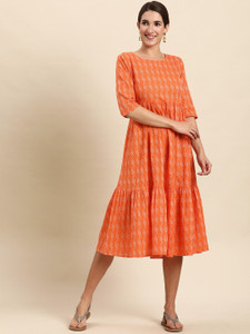 Janasya Women Printed A-line Kurta