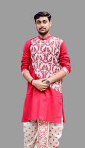 Sumit online Men Self Design Straight Kurta