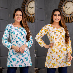 WULAMIA Women Floral Print Straight Kurta