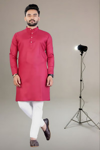 PoshSide Men Solid Straight Kurta