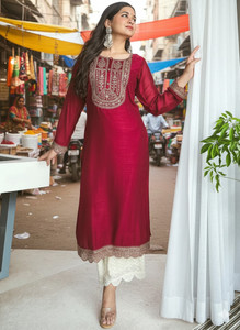 KurtiByHarshita Women Embroidered A-line Kurta